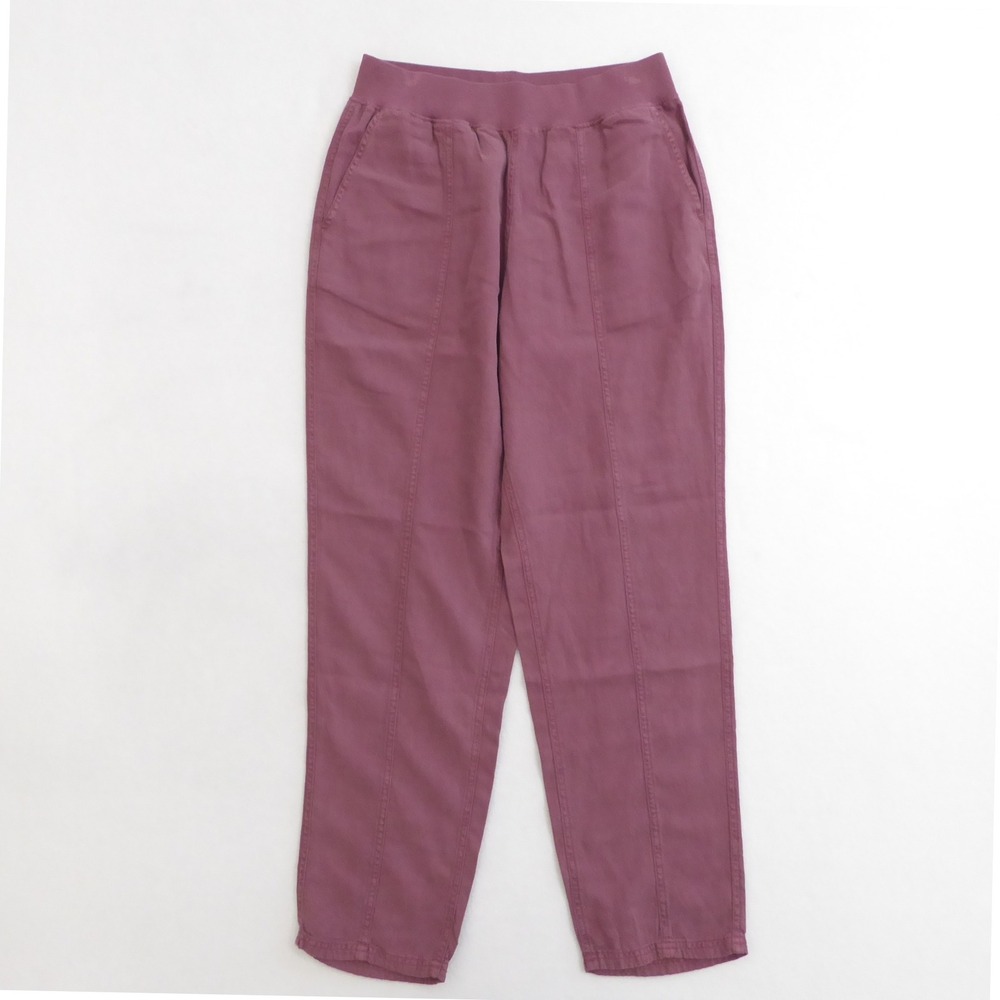 Faberty Women Arlie Pants Rosewood Purple Elastic Waist Size Small Lyocell Linen